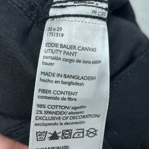 Eddie Bauer Canvas Utility Pants 32X29 Stretch Durable Black Mens a1193 - Picture 3 of 7